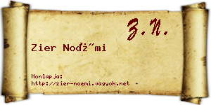 Zier Noémi névjegykártya